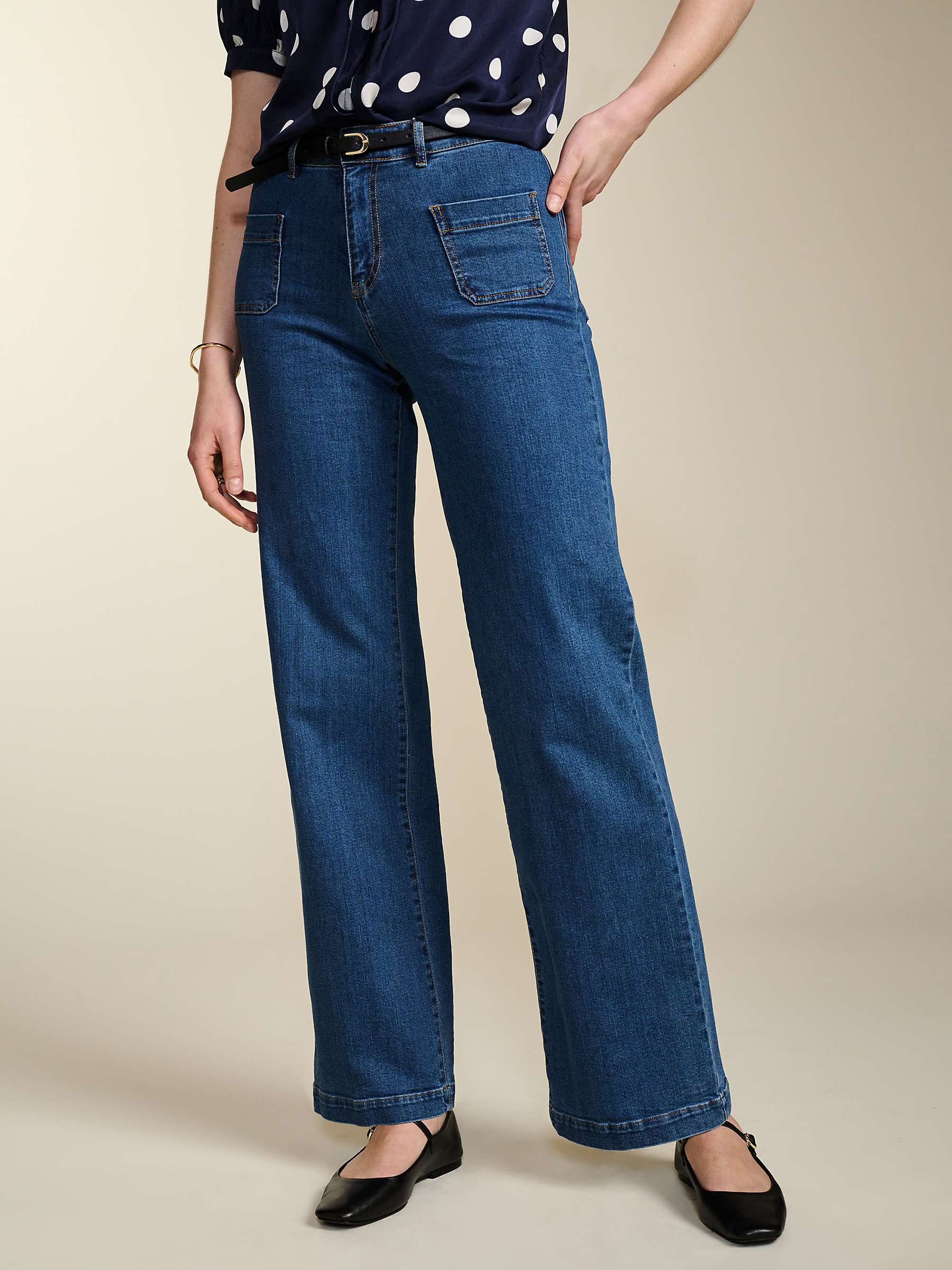 Buy Baukjen Petite Lou Wide Leg Jeans, Washed Indigo Online at johnlewis.com
