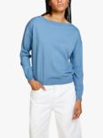 SISLEY Relaxed Fit Boat Neck Jumper, Blue