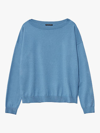 SISLEY Relaxed Fit Boat Neck Jumper, Blue