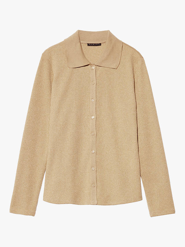 SISLEY Fitted Ribbed Shirt, Beige