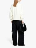 SISLEY Oversized Drawstring Cotton Sweatshirt, Cream, Cream