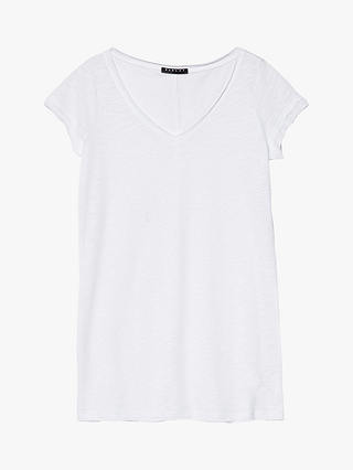 SISLEY V-Neck Cotton Blend T-Shirt, White