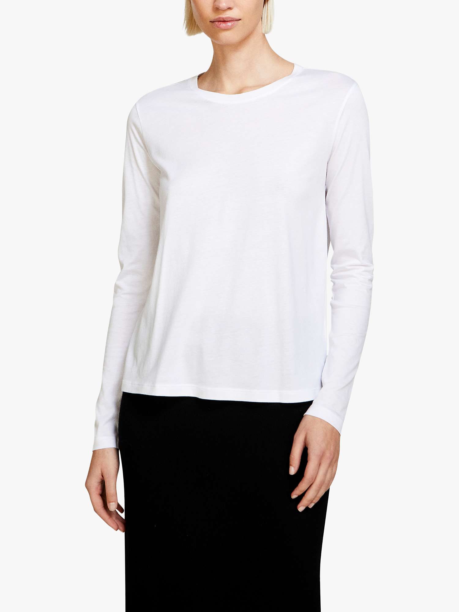 Buy SISLEY Cotton Blend Long Sleeve Jersey T-Shirt, White Online at johnlewis.com