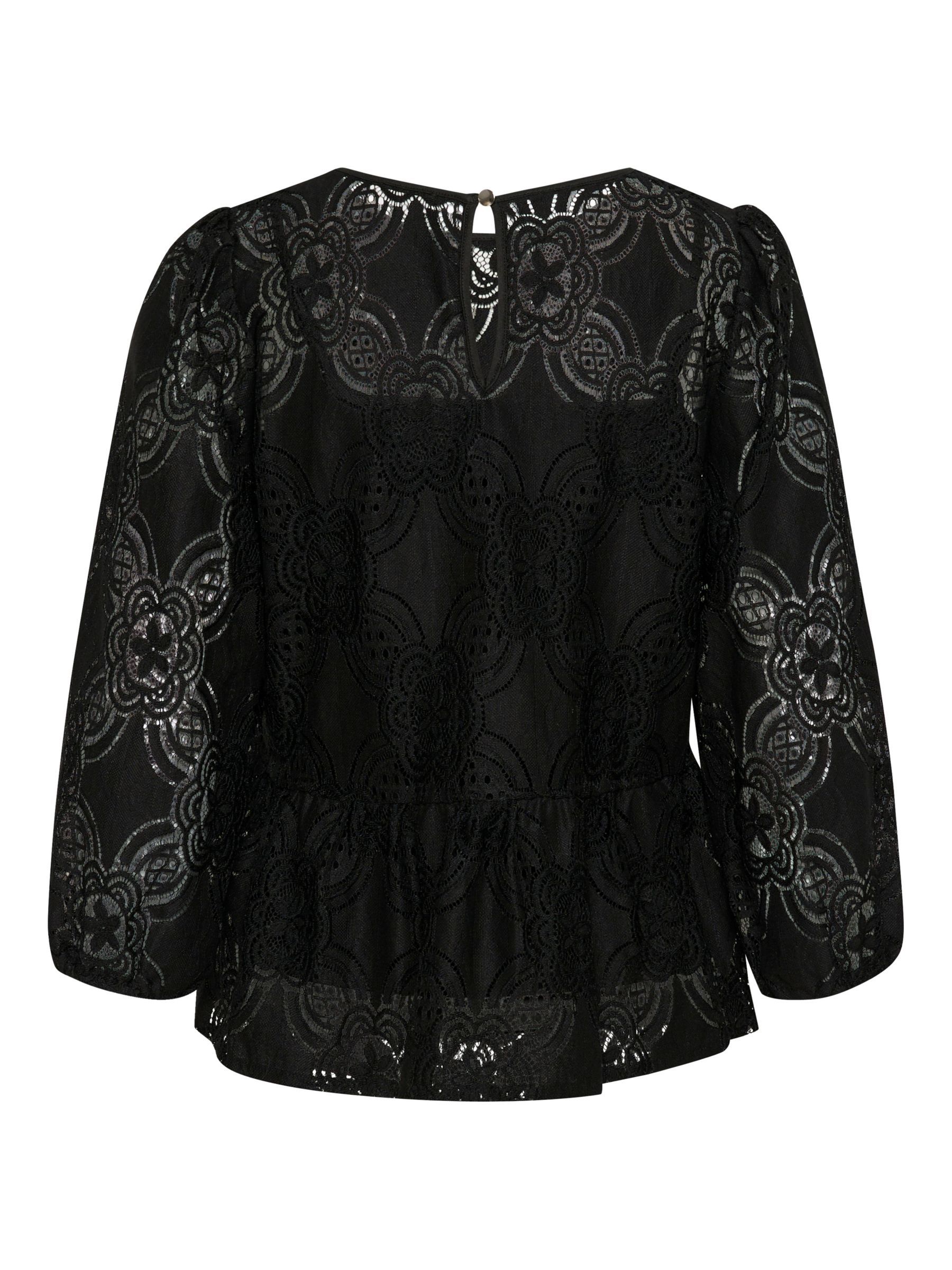 Buy KAFFE Paula Lace 3/4 Sleeve Blouse, Black Online at johnlewis.com