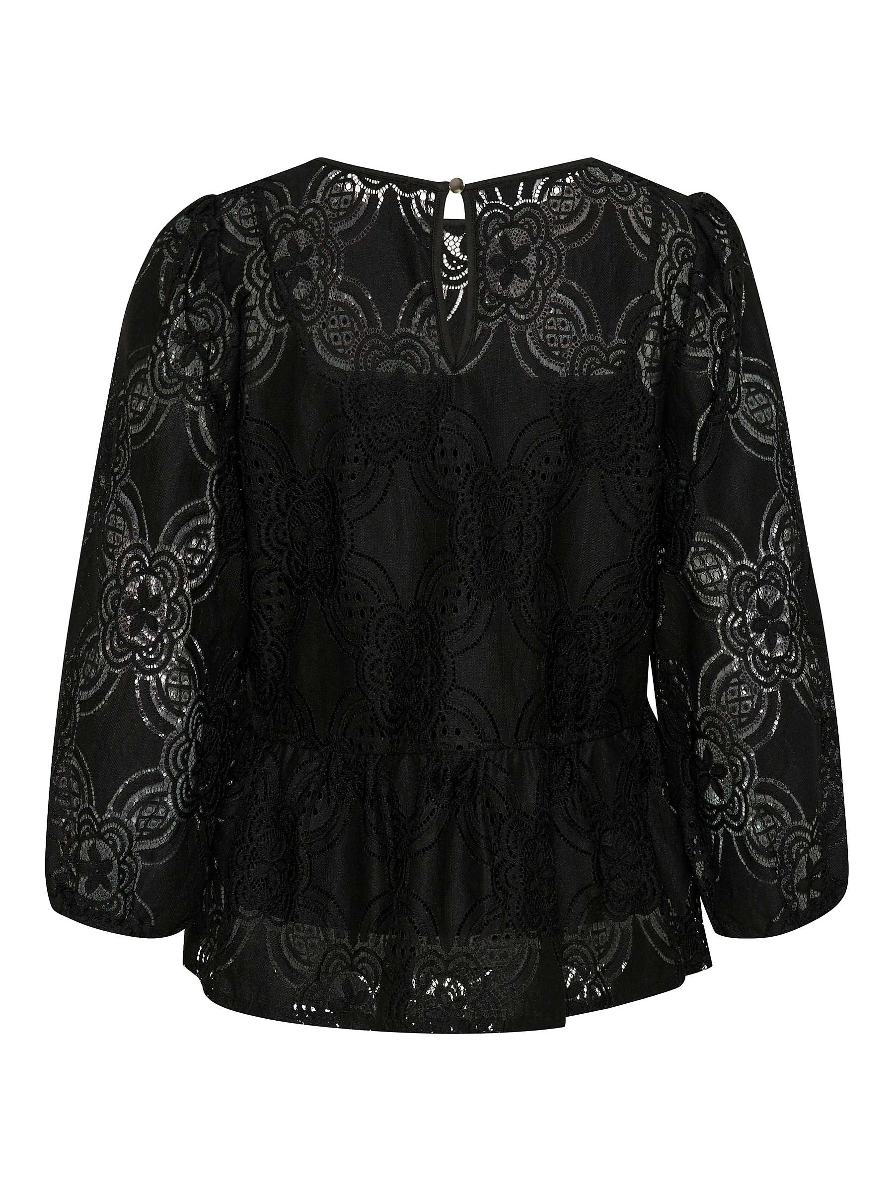 Buy KAFFE Paula Lace 3/4 Sleeve Blouse, Black Online at johnlewis.com