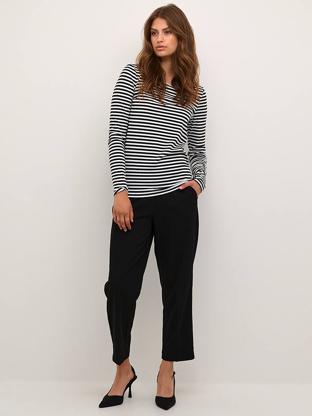 KAFFE Benedikte Long Sleeve Striped T-Shirt, Black/Chalk Stripe