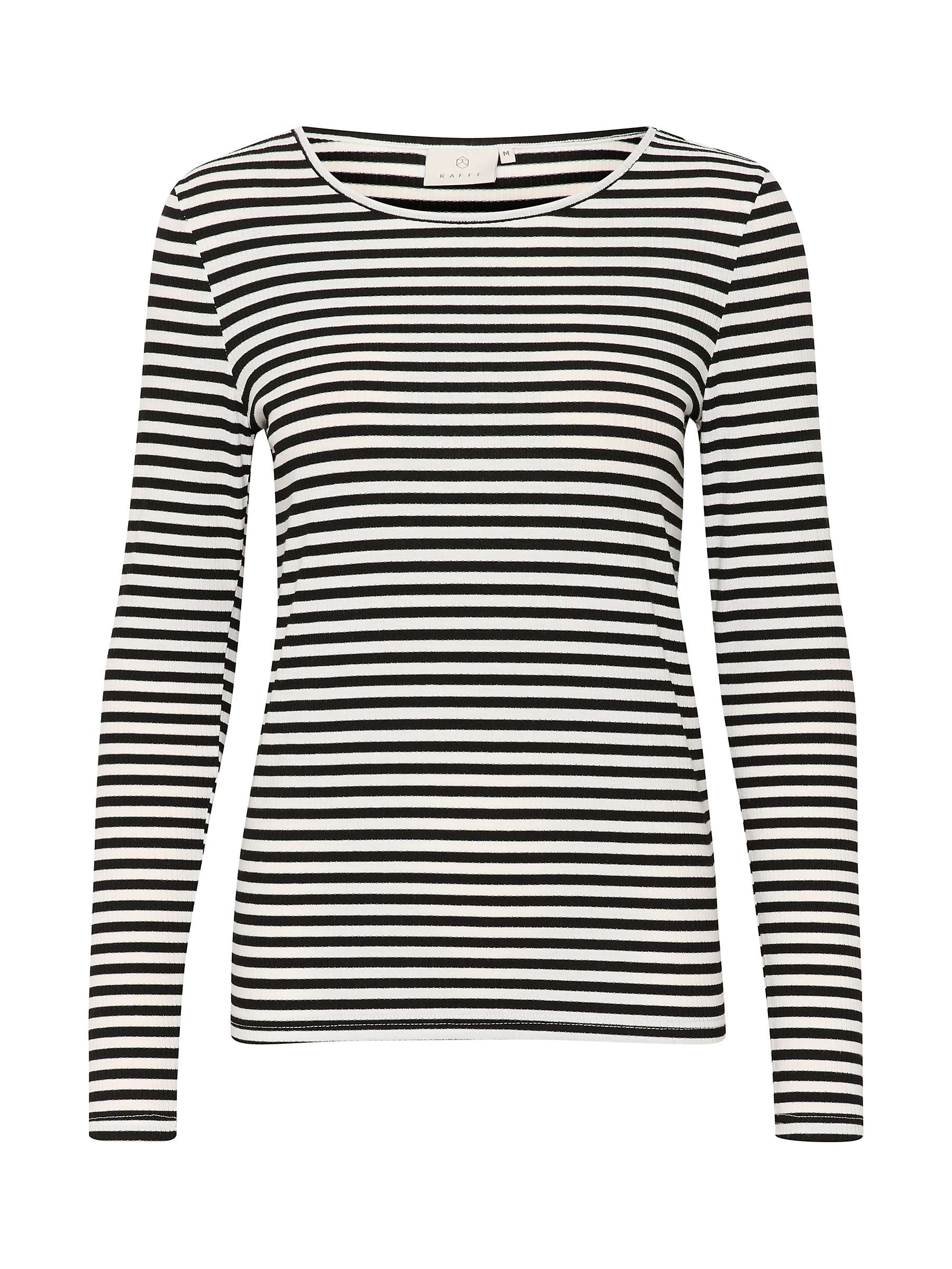 Buy KAFFE Benedikte Long Sleeve Striped T-Shirt, Black/Chalk Stripe Online at johnlewis.com