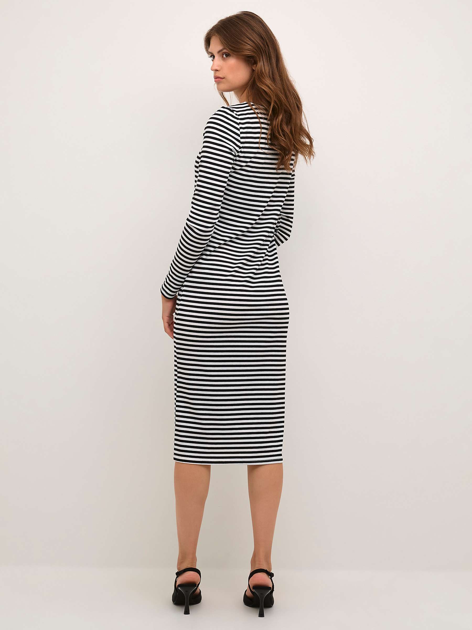 Buy KAFFE Benedikte Jersey Long Sleeve Dress, Black/Chalk Stripe Online at johnlewis.com