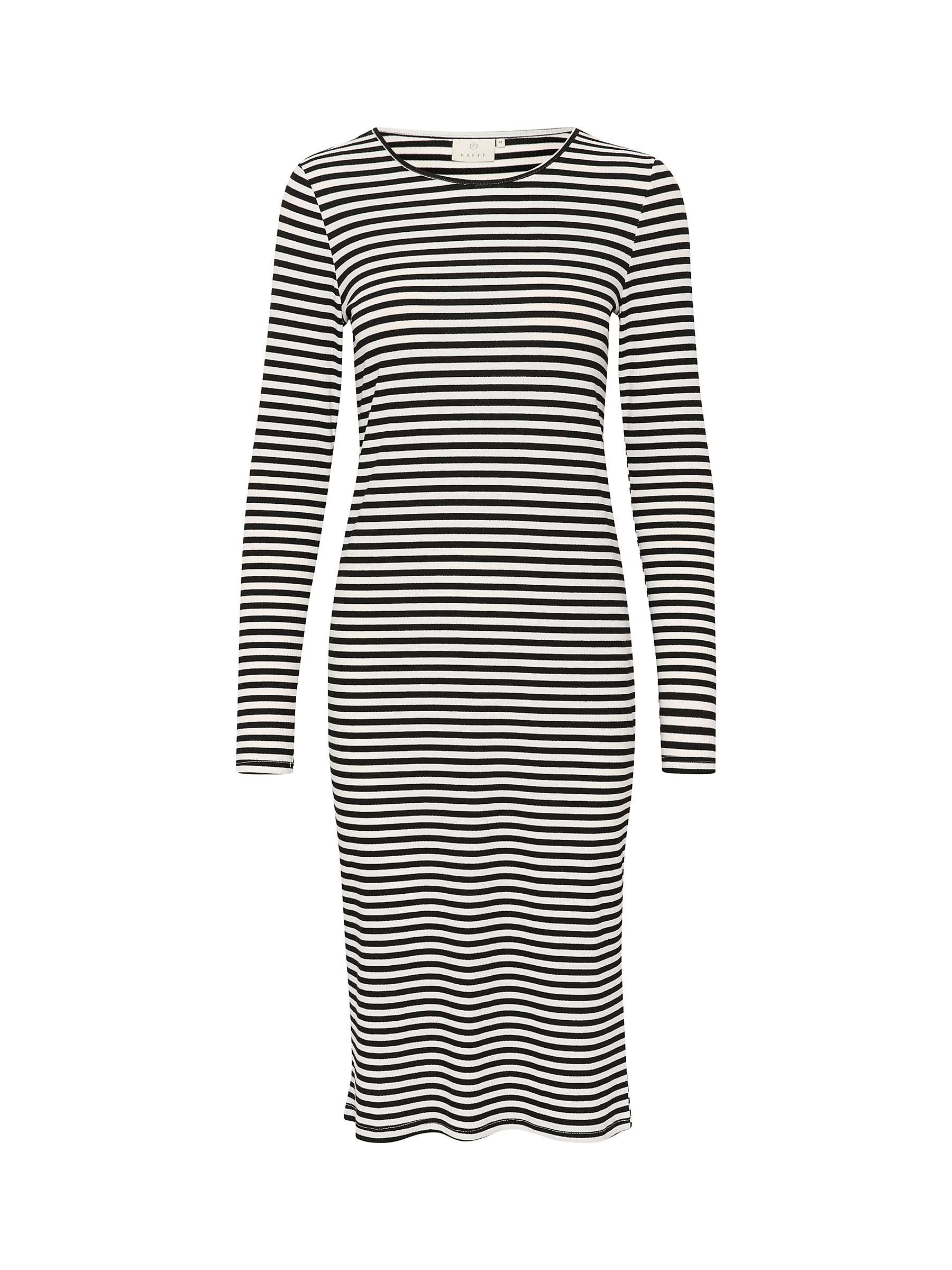 Buy KAFFE Benedikte Jersey Long Sleeve Dress, Black/Chalk Stripe Online at johnlewis.com