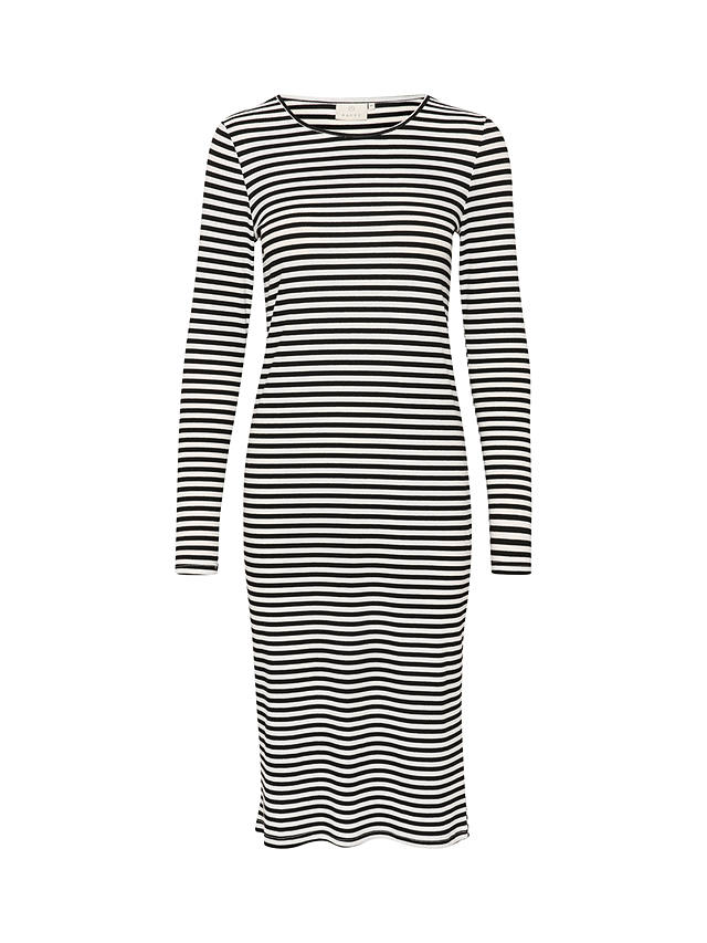 KAFFE Benedikte Jersey Long Sleeve Dress, Black/Chalk Stripe