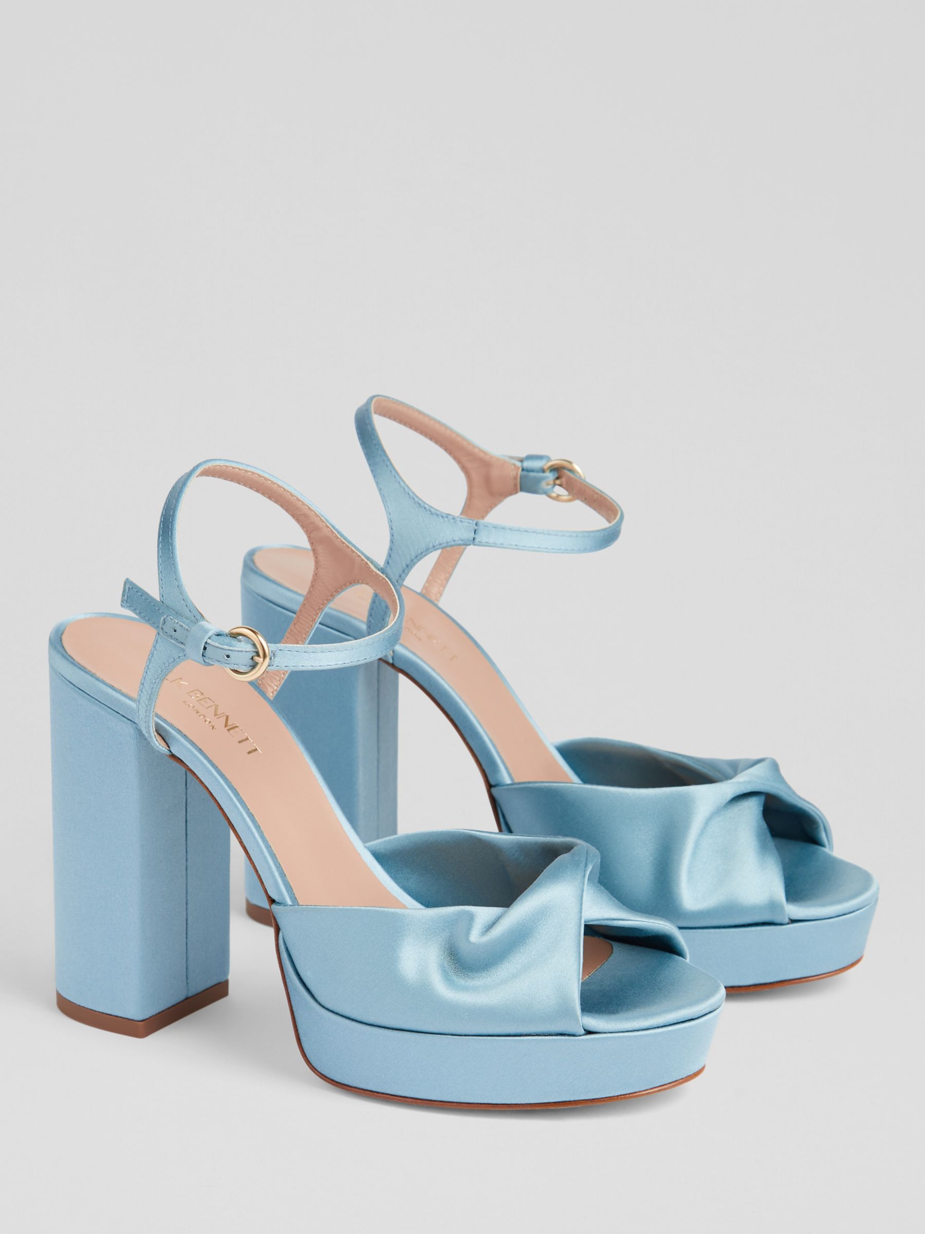 L.K.Bennett Rosa Satin Formal Sandals, Light Blue, 2