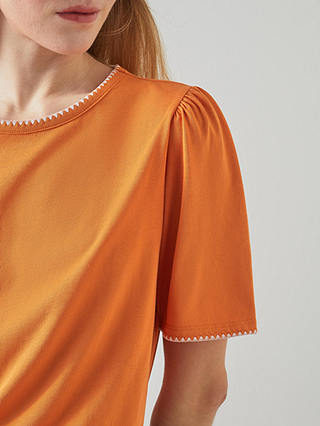L.K.Bennett Lizzie Puff Shoulder T-Shirt, Burnt Orange