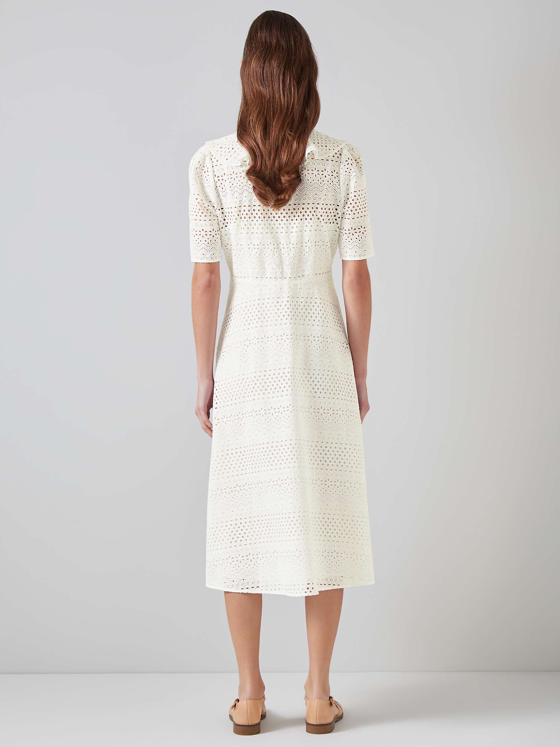 Buy L.K.Bennett Ella Broderie Anglaise Midi Dress, White Online at johnlewis.com