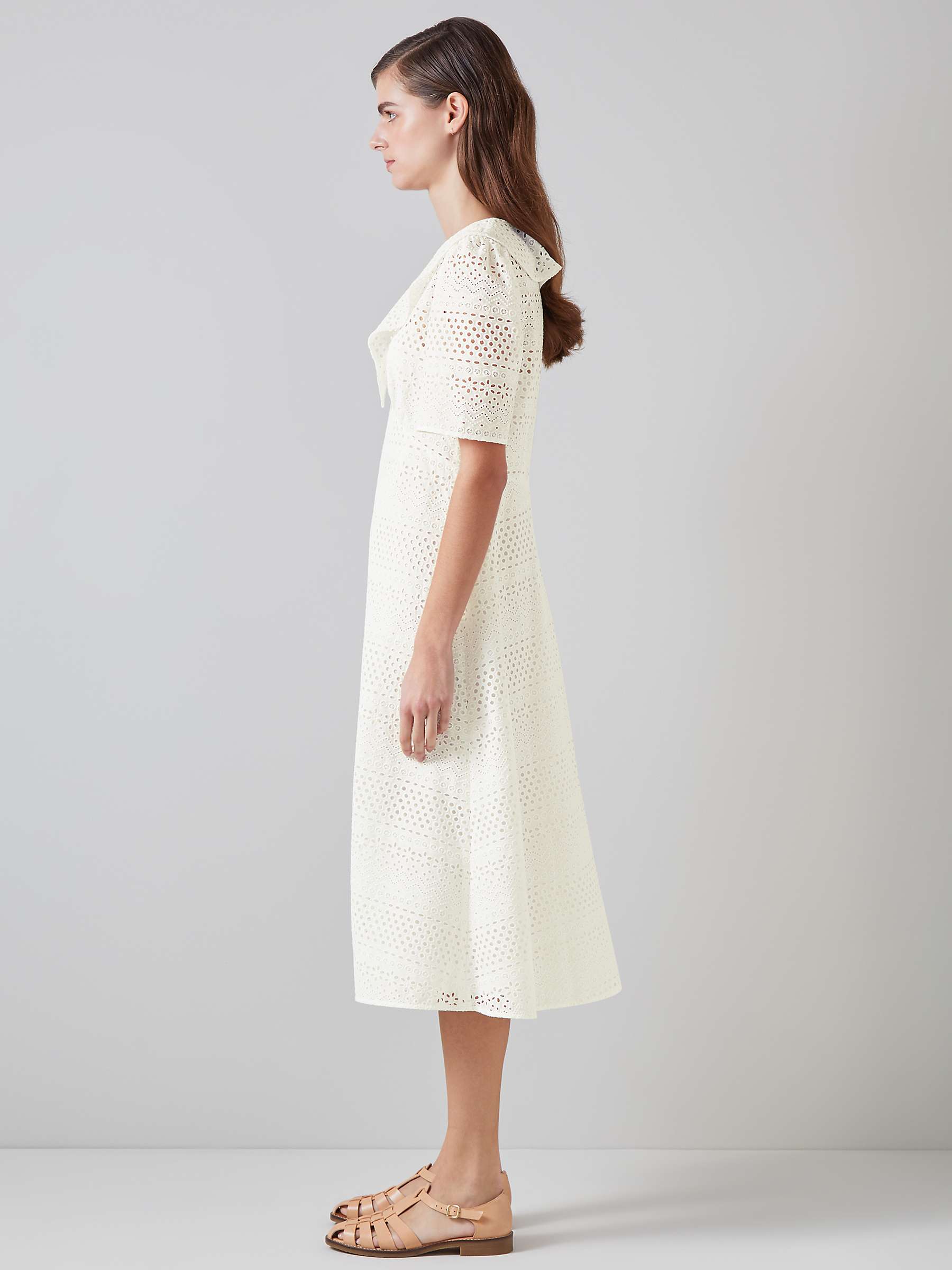 Buy L.K.Bennett Ella Broderie Anglaise Midi Dress, White Online at johnlewis.com