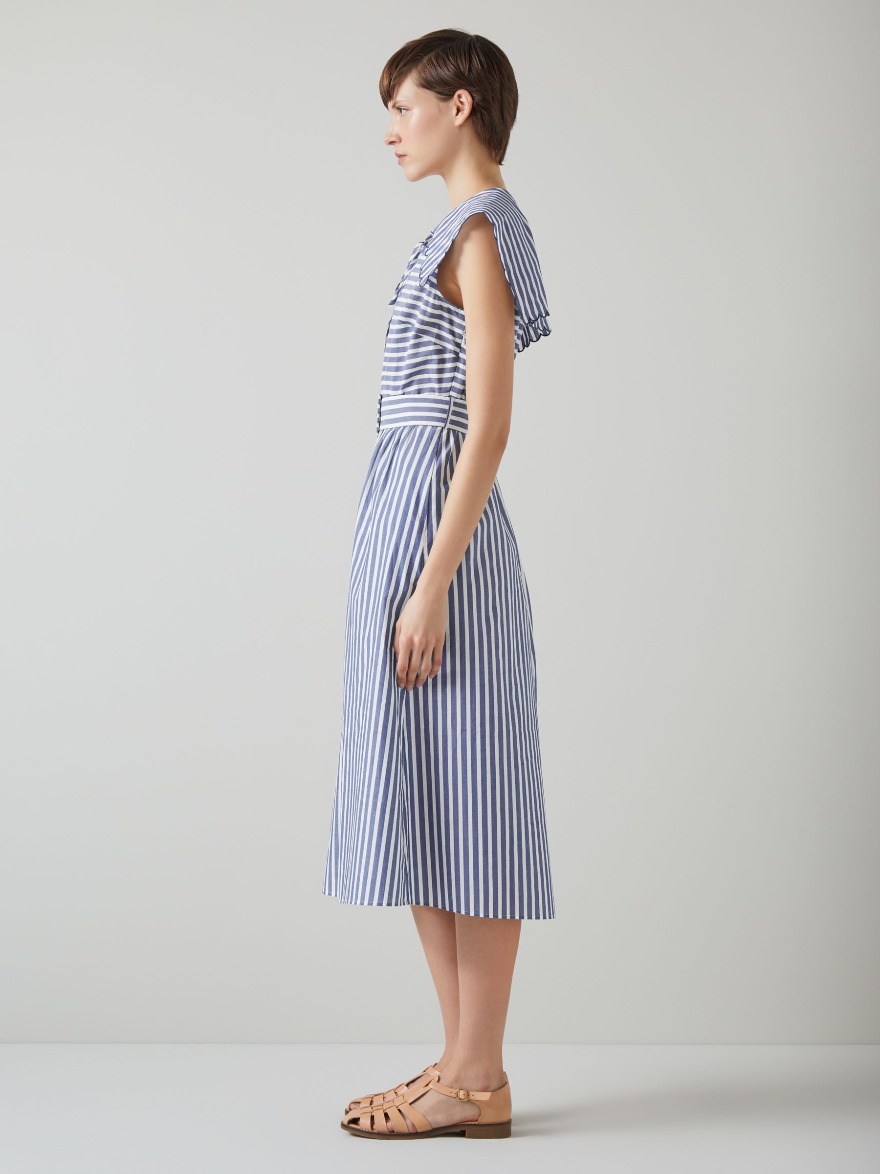 L.K.Bennett Beau Stripe Midi Dress, Navy/Cream, 6