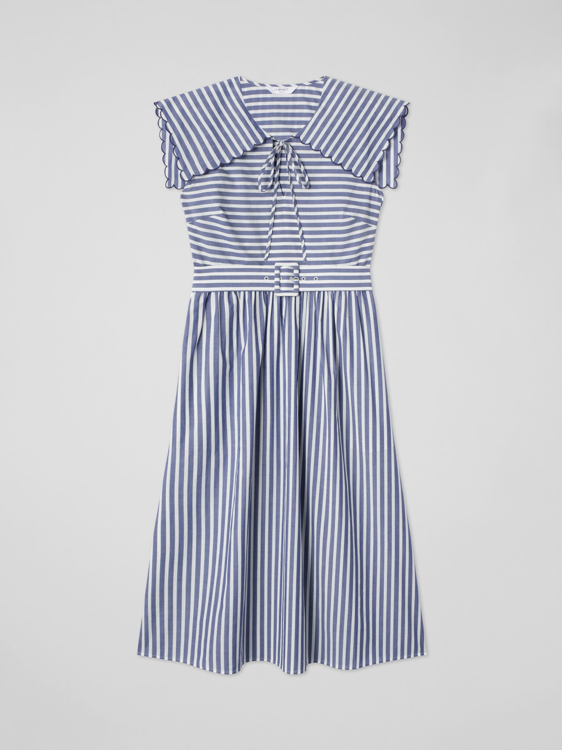 L.K.Bennett Beau Stripe Midi Dress, Navy/Cream, 6