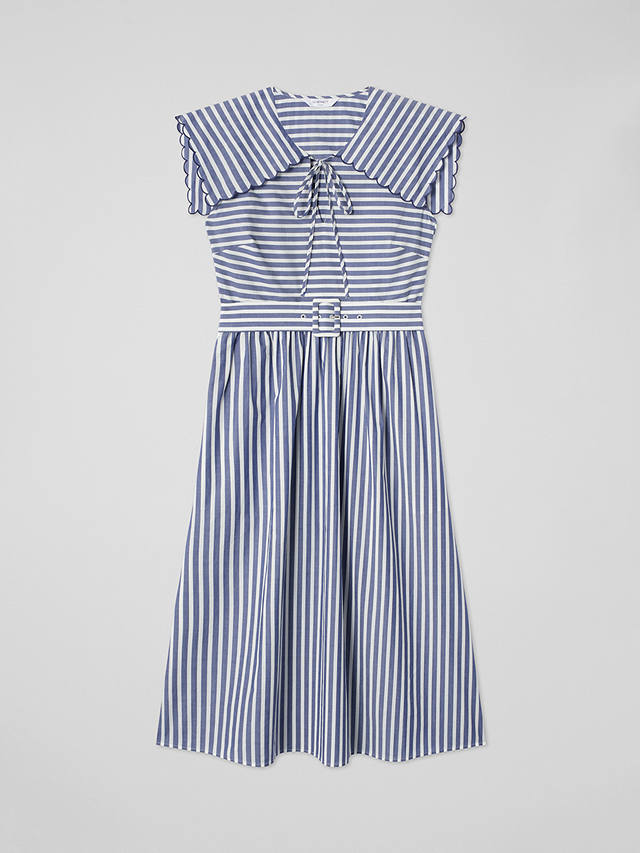 L.K.Bennett Beau Stripe Midi Dress, Navy/Cream