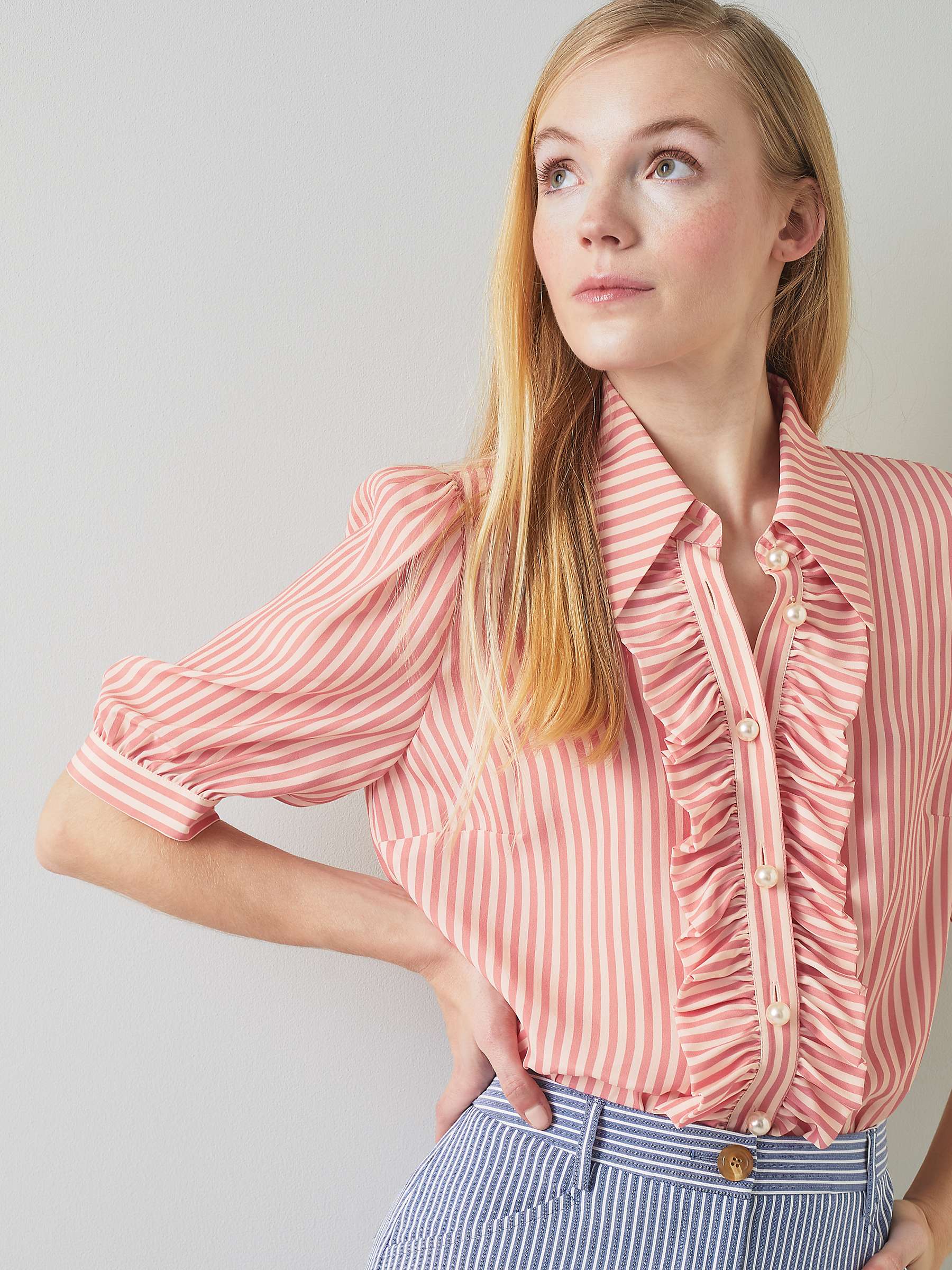 Buy L.K.Bennett Ensor Silk Blend Stripe Shirt, Rose/Cream Online at johnlewis.com