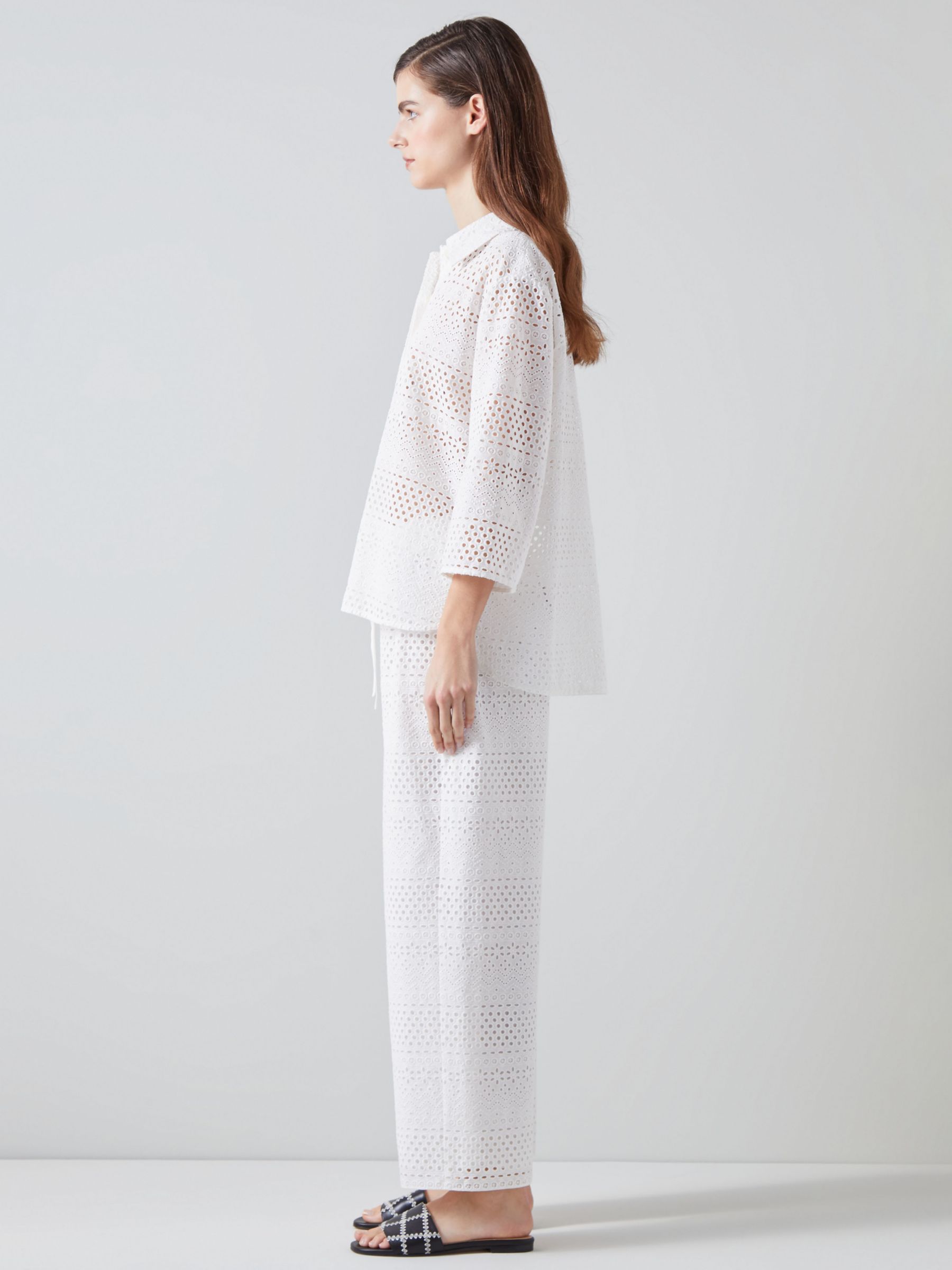 Buy L.K.Bennett Edie Broderie Anglaise Relaxed Fit Shirt, White Online at johnlewis.com
