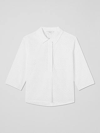 L.K.Bennett Edie Broderie Anglaise Relaxed Fit Shirt, White