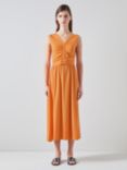 L.K.Bennett Claud Ruched Sleeveless Dress, Burnt Orange