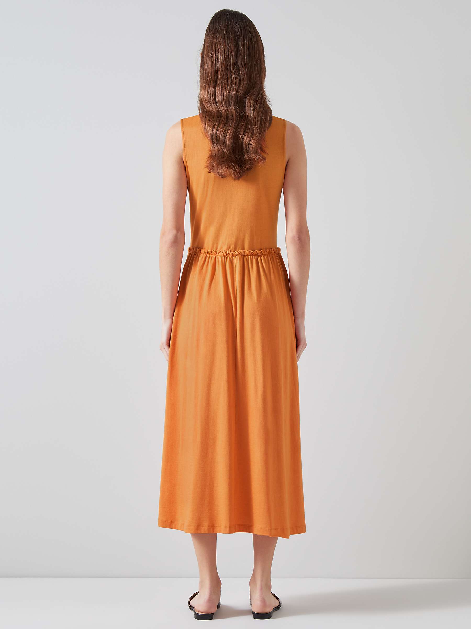 Buy L.K.Bennett Claud Ruched Sleeveless Dress, Burnt Orange Online at johnlewis.com