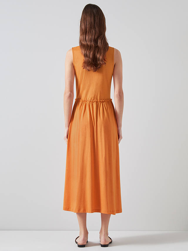 L.K.Bennett Claud Ruched Sleeveless Dress, Burnt Orange