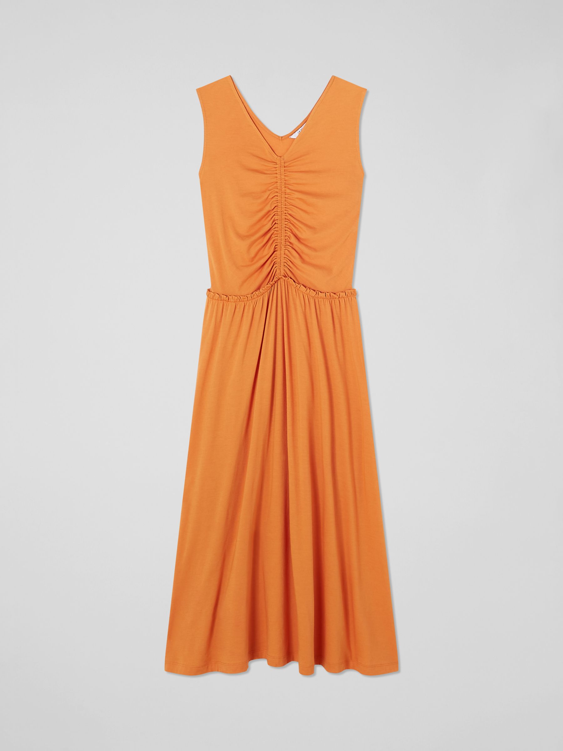 L.K.Bennett Claud Ruched Sleeveless Dress, Burnt Orange at John Lewis ...