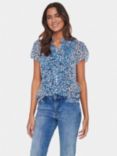 Saint Tropez Lilja Crinkle Abstract Print Blouse, Palace Blue Skyes