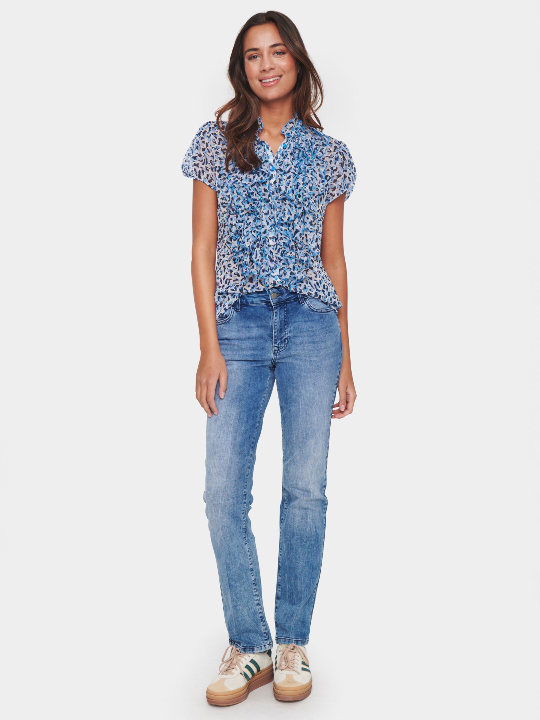Buy Saint Tropez Lilja Crinkle Abstract Print Blouse, Palace Blue Skyes Online at johnlewis.com
