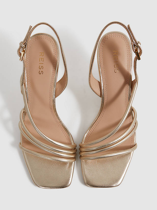Reiss Anya Strappy Leather Wedge Sandals, Gold