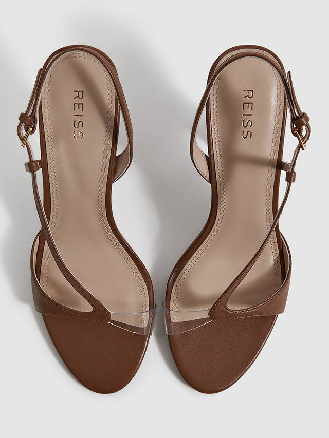 Reiss Joy Asymmetric Heel Sandals, Tan