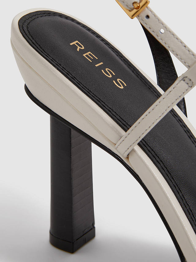 Reiss Joy Asymmetric Heel Sandals, White