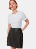 Whistles Leather A Line Skirt, Black