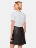 Whistles Leather A Line Skirt, Black
