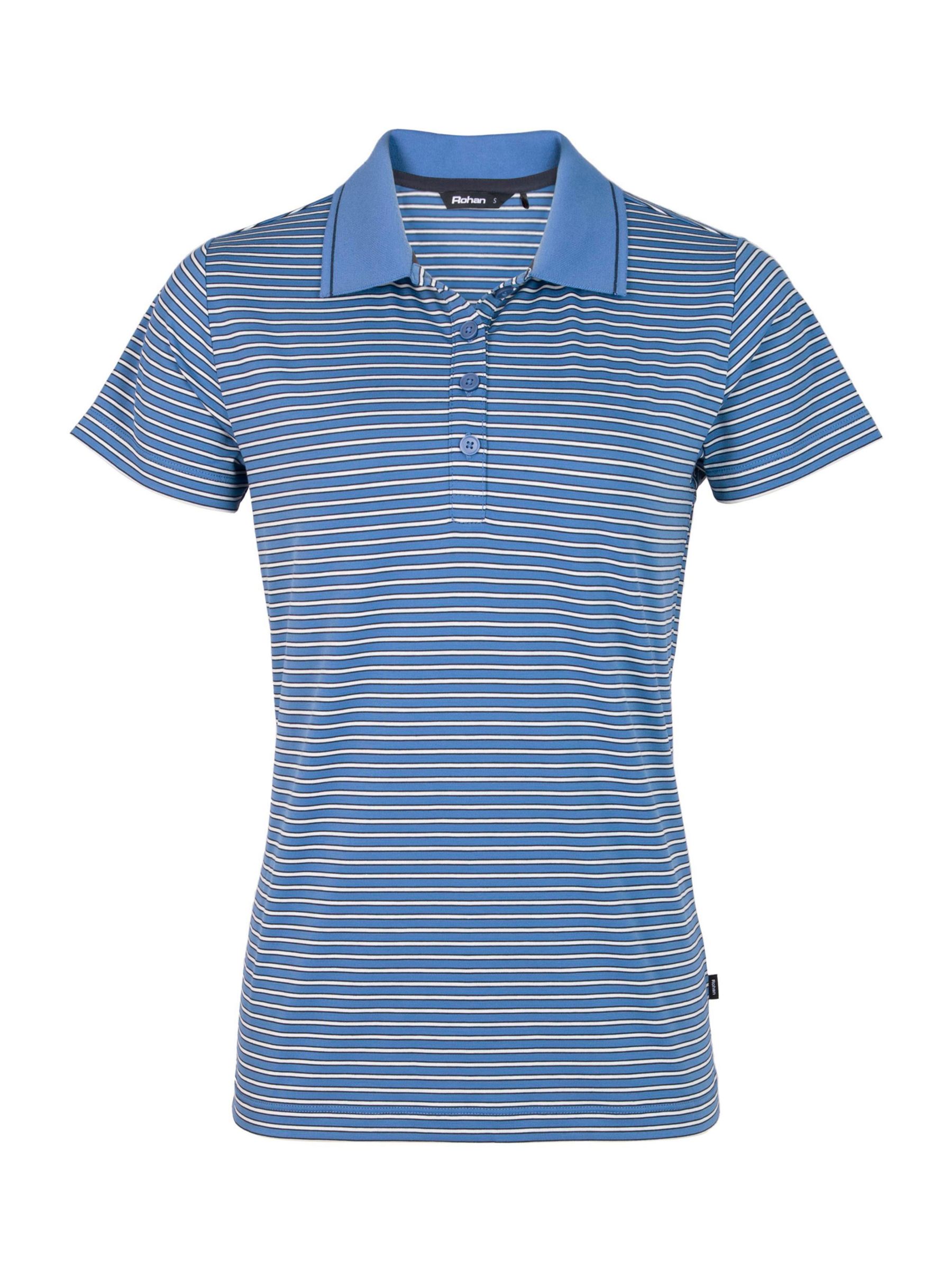 Rohan Shoreline Striped Short Sleeve Polo Shirt, Zephyr Blue at John ...