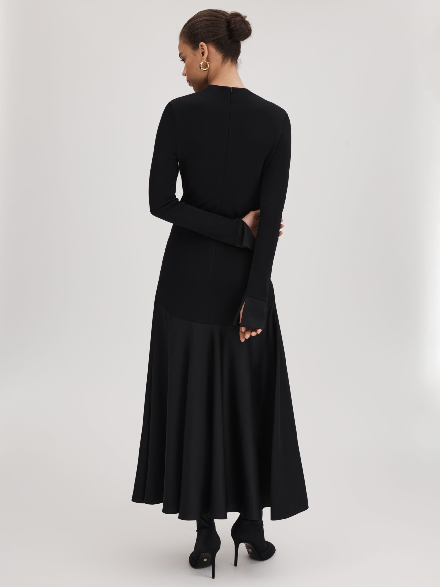 Buy FLORERE Dual Fabric Maxi Dress, Black Online at johnlewis.com