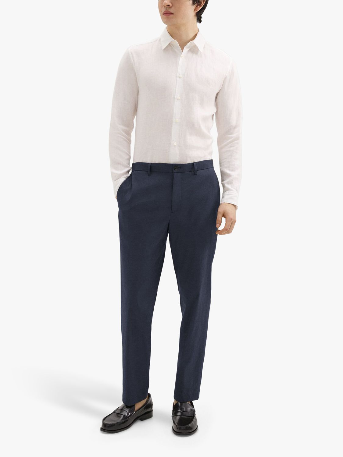 Theory Curtis Tailored Fit Linen Blend Suit Trousers, Space, 32R