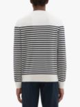 Theory Wool Blend Stripe Crew Neck Jumper, White/Navy