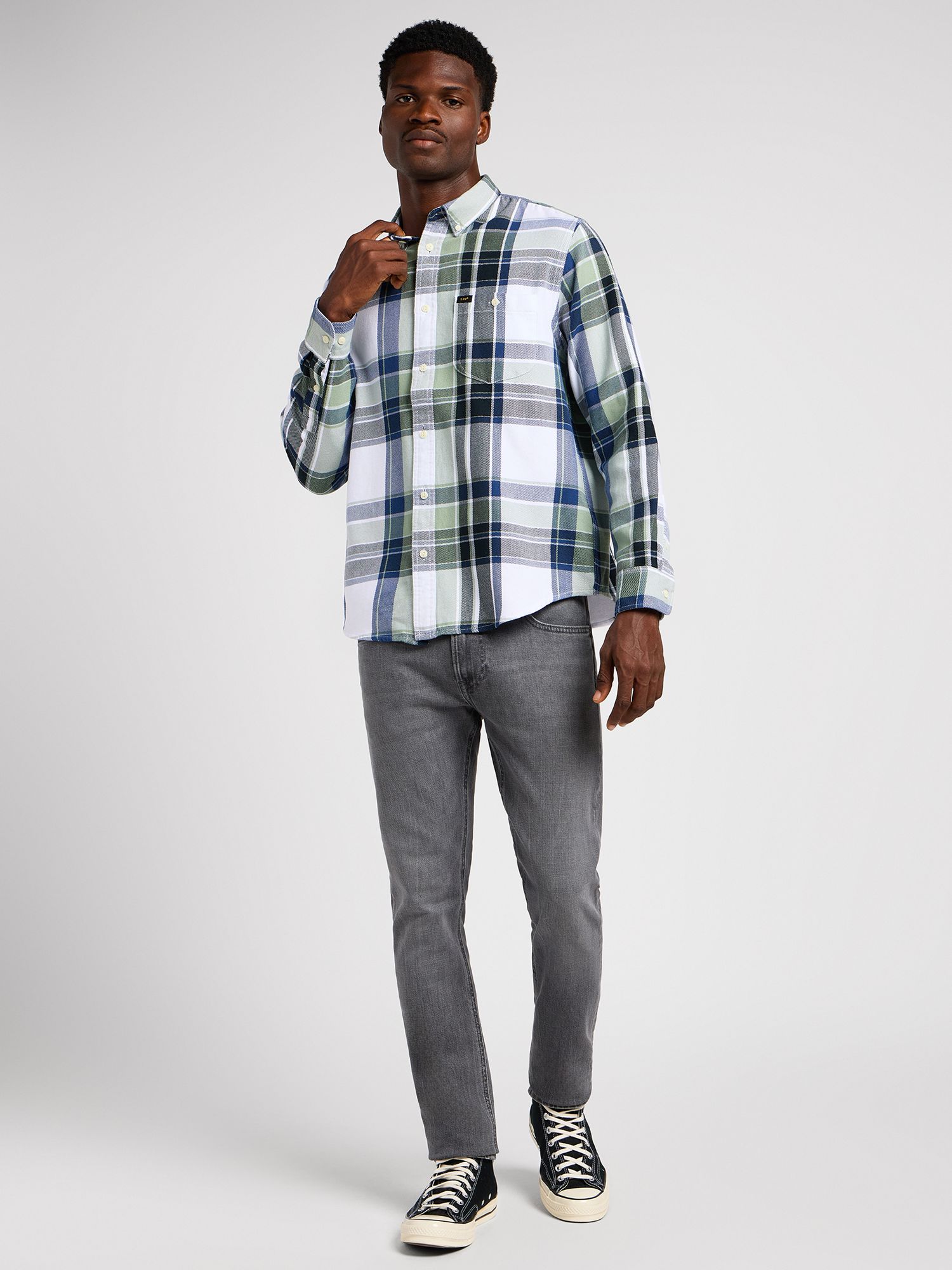 Lee Riveted Check Shirt, Intuition Grey, S