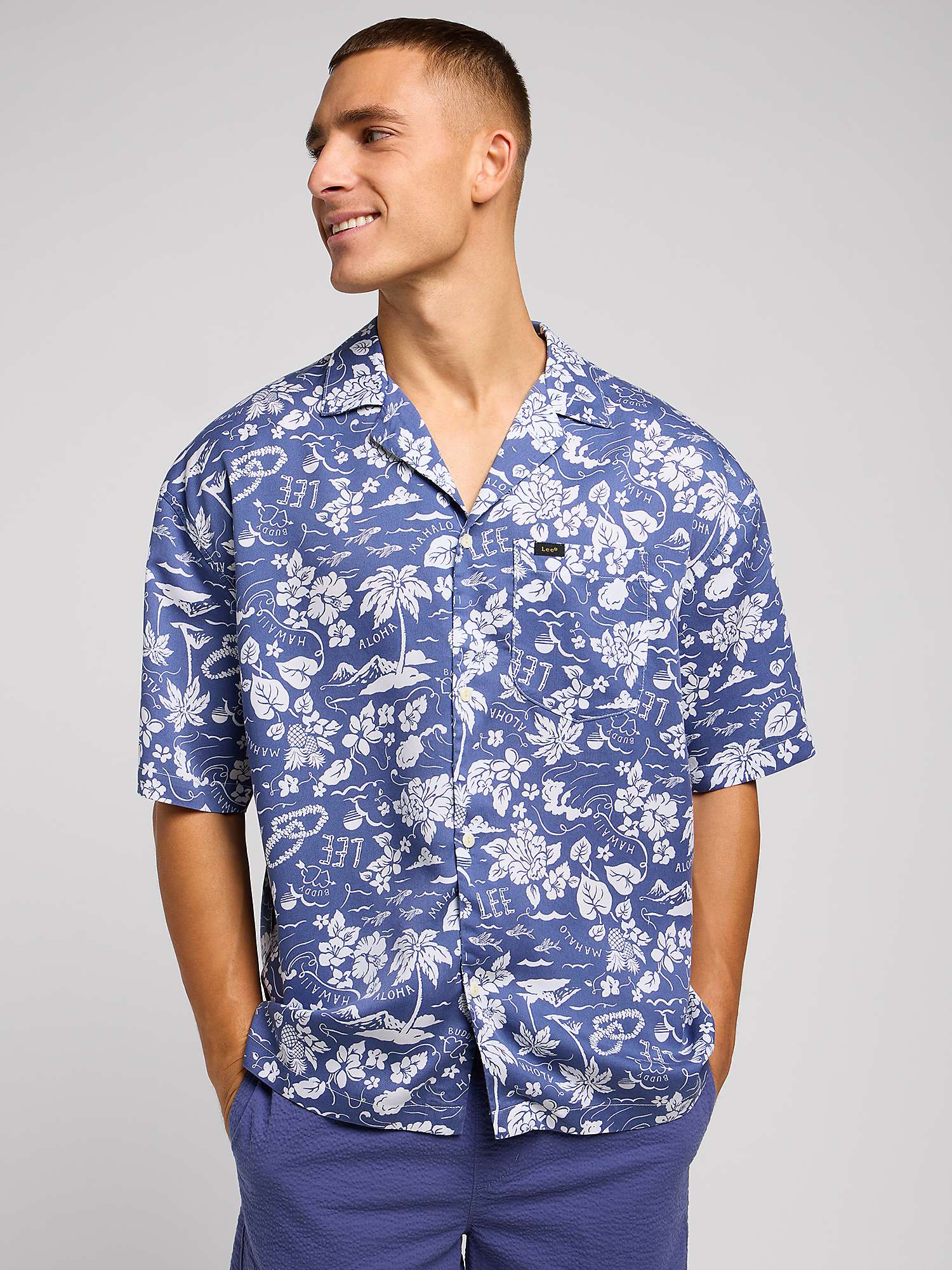 Buy Lee Loose Fit Resort Style Shirt, Blue/White Online at johnlewis.com