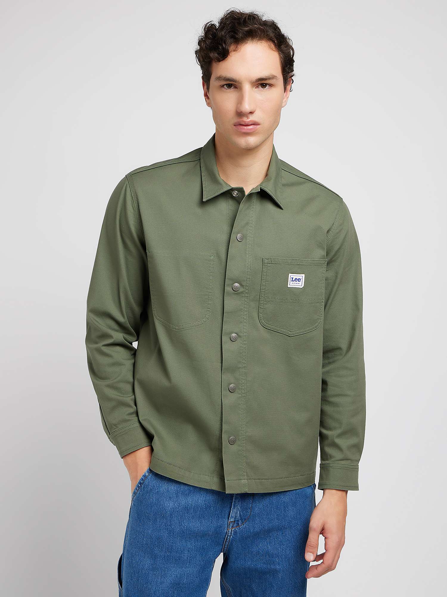 Buy Lee Worker Relaxed Overshirt, Olive Online at johnlewis.com