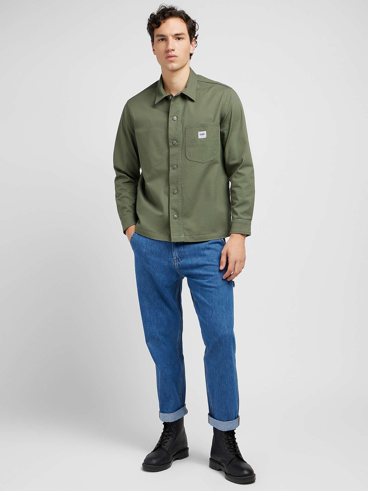 Buy Lee Worker Relaxed Overshirt, Olive Online at johnlewis.com