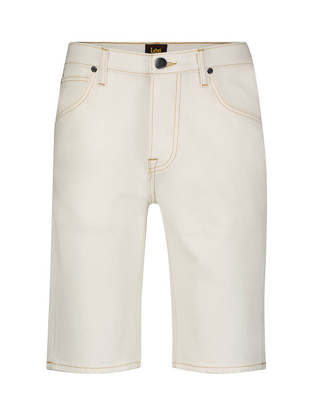 Lee 5 Pocket Contrast Stitch Denim Shorts, Clean White