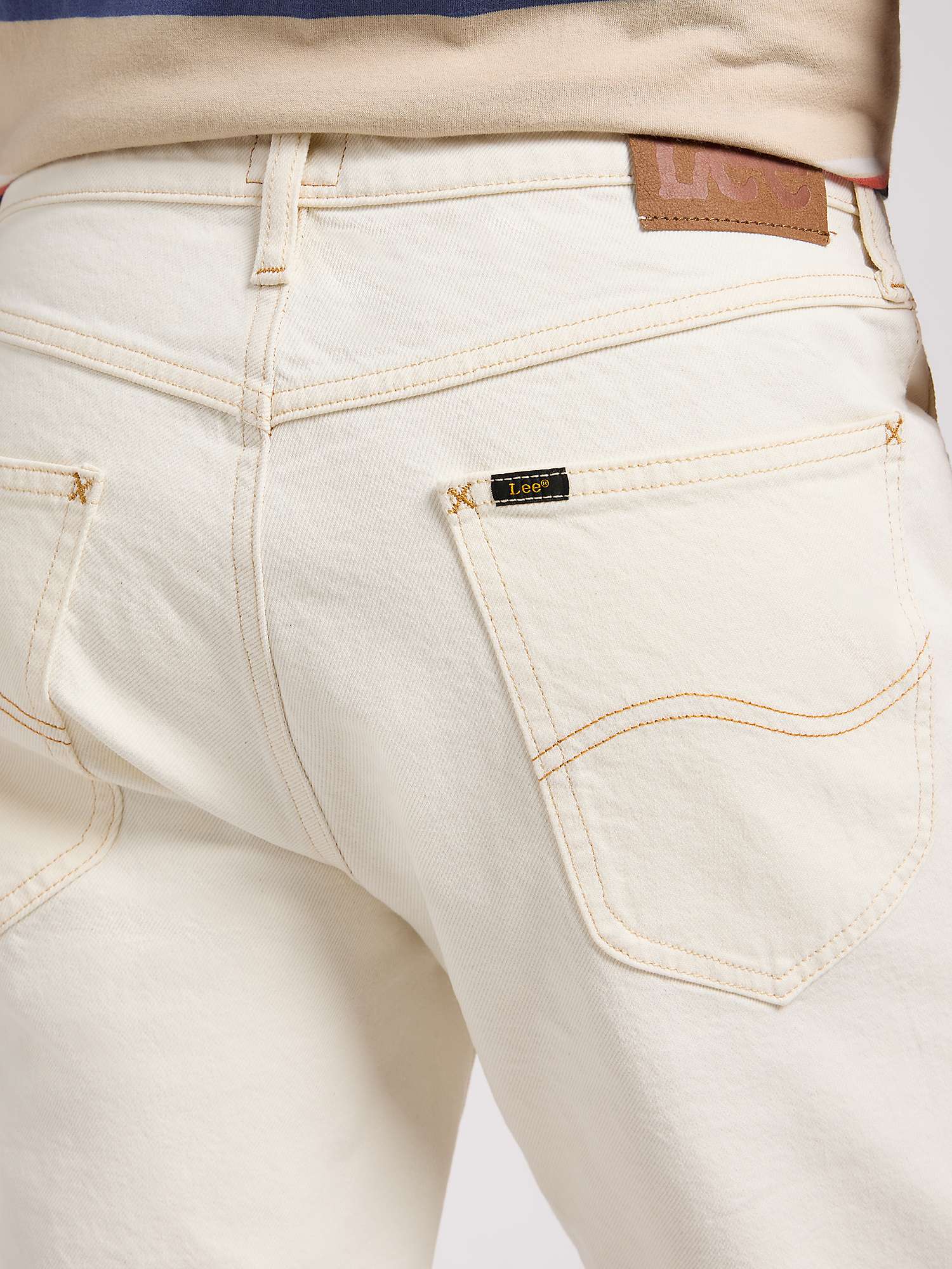 Buy Lee 5 Pocket Contrast Stitch Denim Shorts, Clean White Online at johnlewis.com