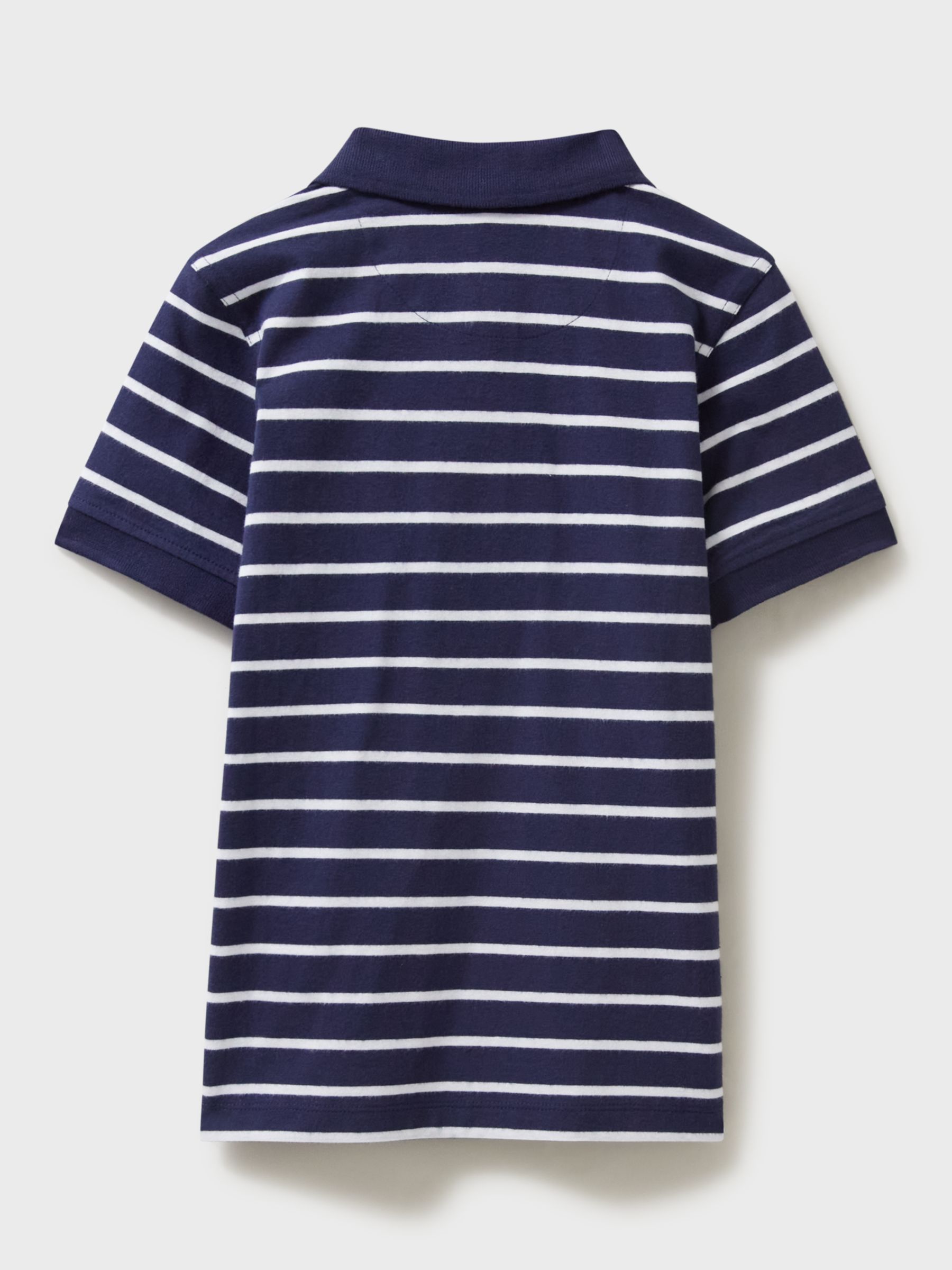 Crew Clothing Kids' Striped Pique Short Sleeved Polo Shirt, Navy/White, 11-12 years