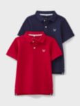 Crew Clothing Kids' Pique Short Sleeved Polo Shirt, Pack of 2, Red/Navy