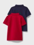 Crew Clothing Kids' Pique Short Sleeved Polo Shirt, Pack of 2, Red/Navy