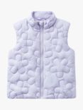 Benetton Kids' Floral Stitch Padded Gilet, Mauve