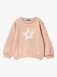 Benetton Kids' You're A Star Applique Sweatshirt, Dark Powder